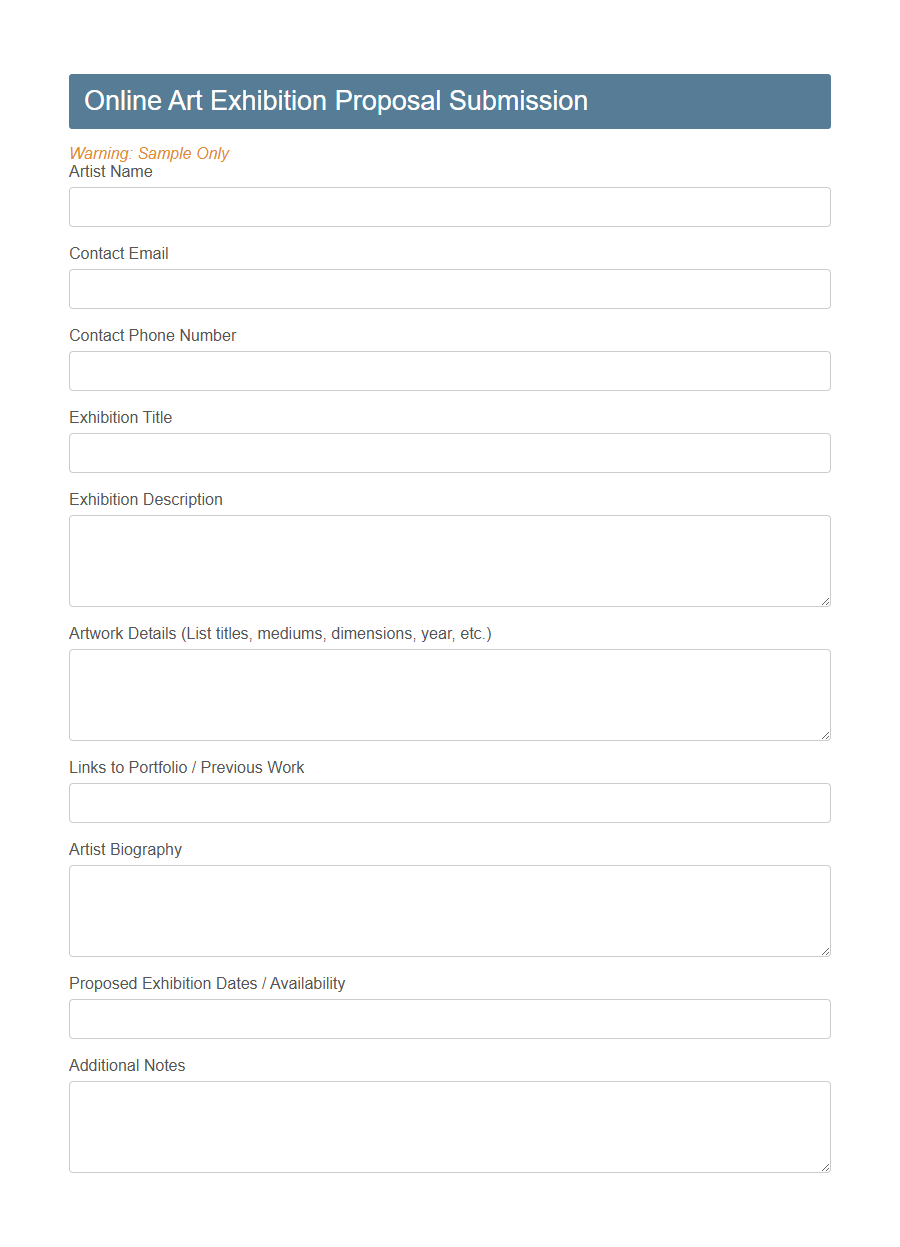 Art Show Sponsorship Application Form Template PDF Samples