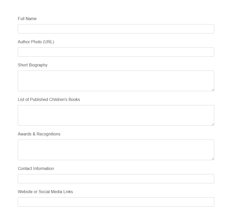 Author Biography Submission Form PDF Samples