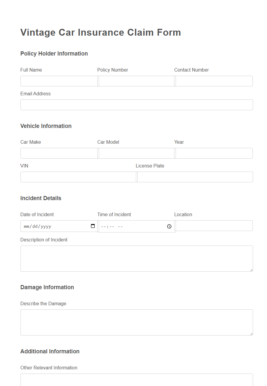 Automobile Insurance Claim Form Template PDF Samples