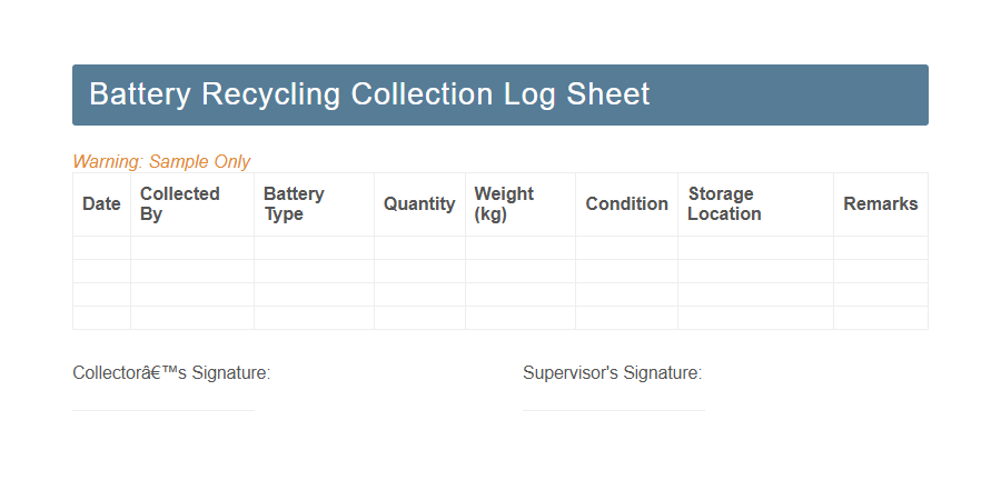 Battery Recycling Drop-off Form PDF Samples