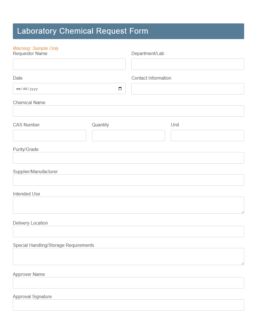 Chemical Inventory Register Form Template PDF Samples