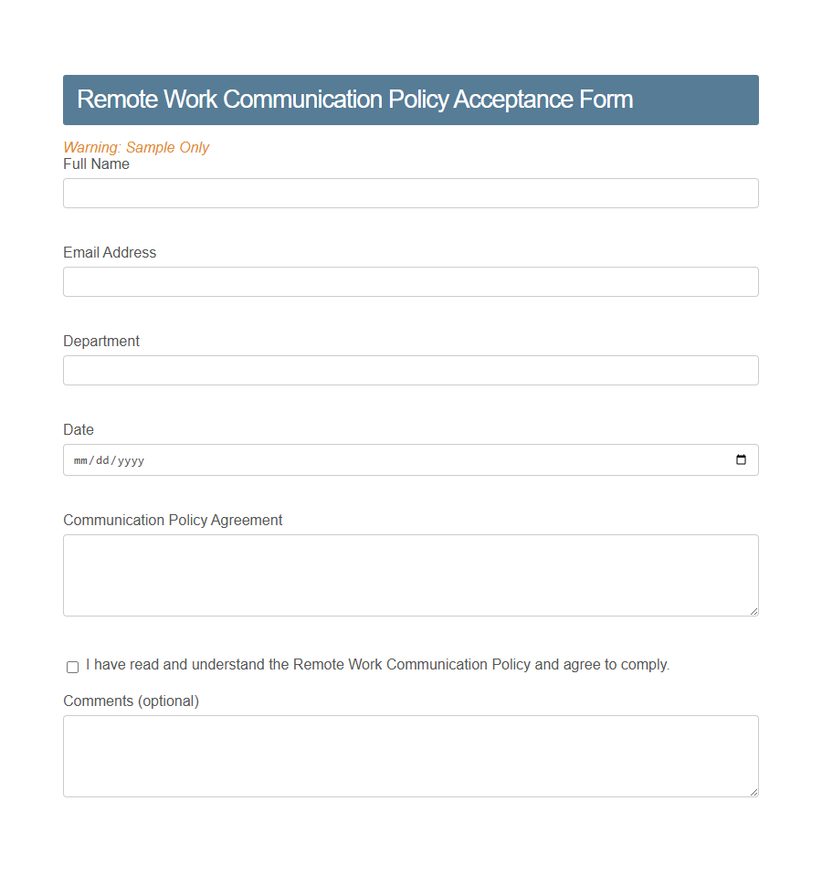Communication Policy Acceptance Form PDF Samples