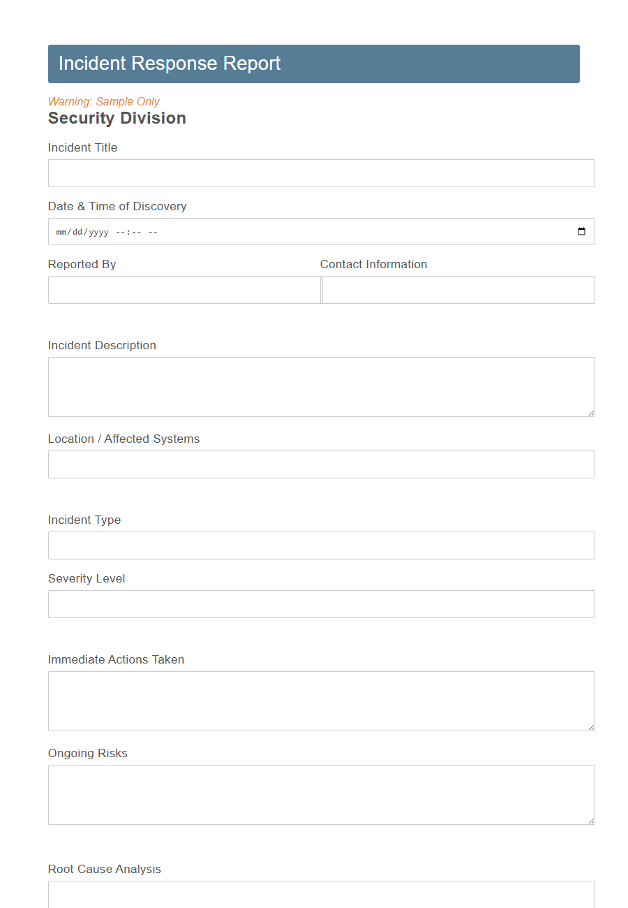 Confidentiality and Non-Disclosure Form Template (Security Division) PDF Samples
