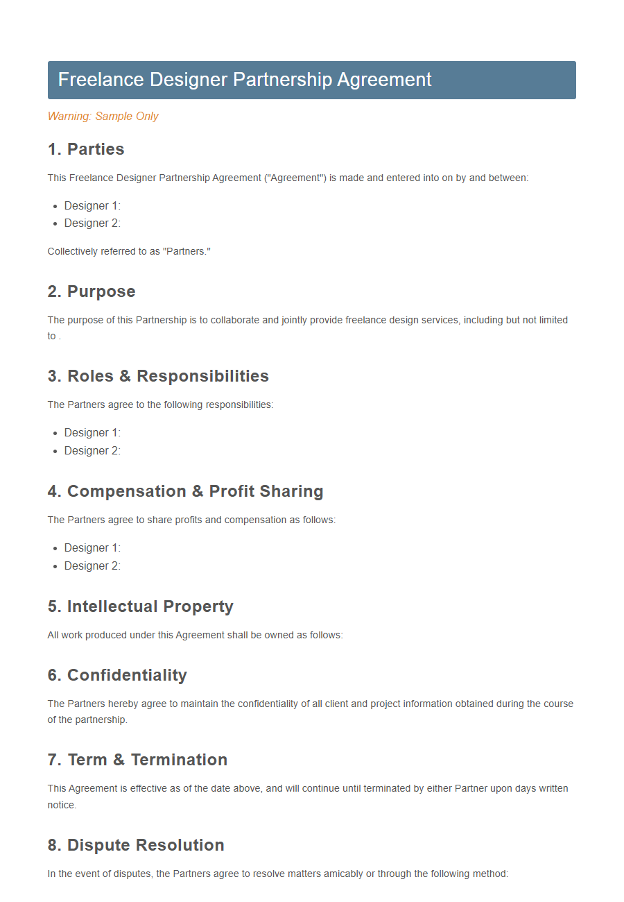Designer Collaboration Proposal Form PDF Samples