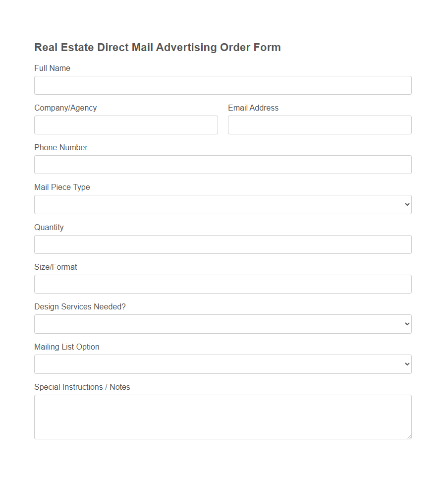 Direct Mail Advertising Order Form PDF Samples