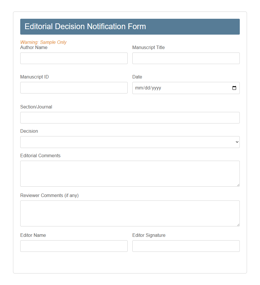 Editorial Decision Notification Form Template PDF Samples