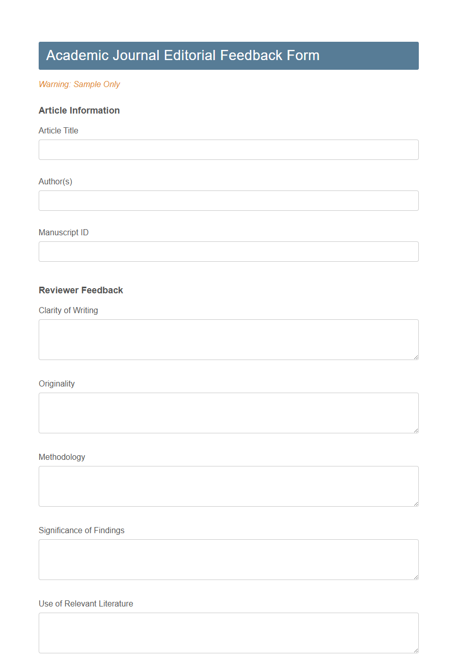 Editorial Feedback Form Template PDF Samples