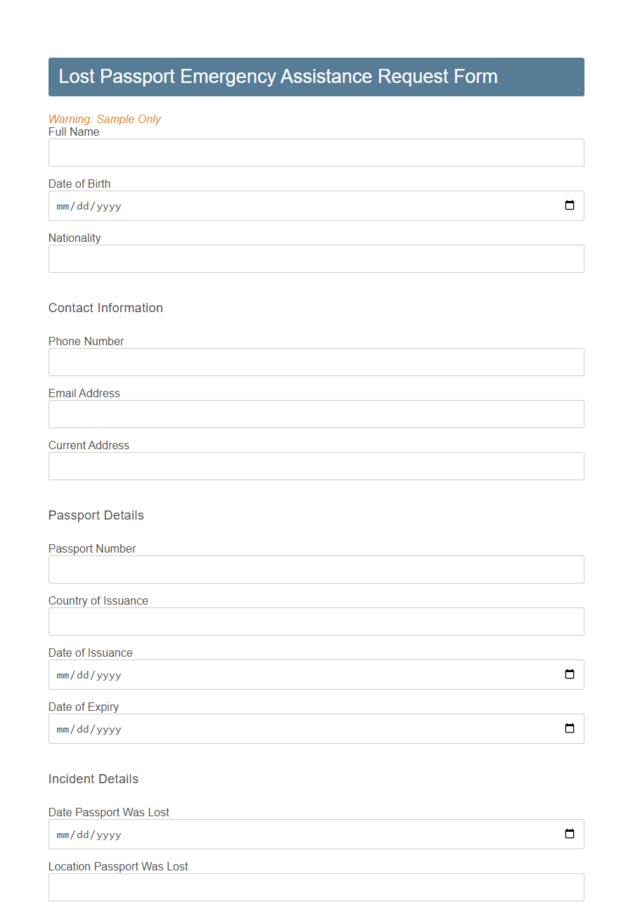 Emergency Assistance Request Form Template PDF Samples