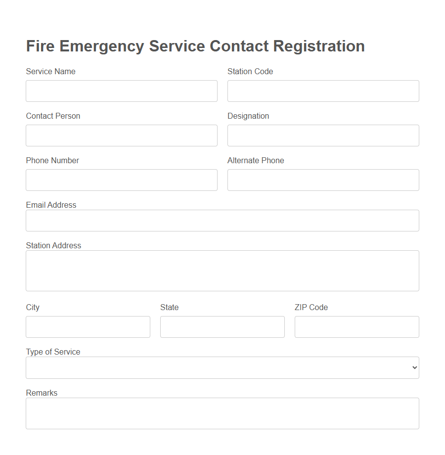Emergency Service Contact Registration Form PDF Samples