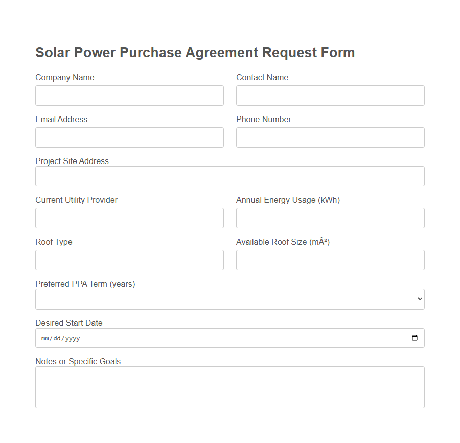 Energy Purchase Agreement Request Form PDF Samples