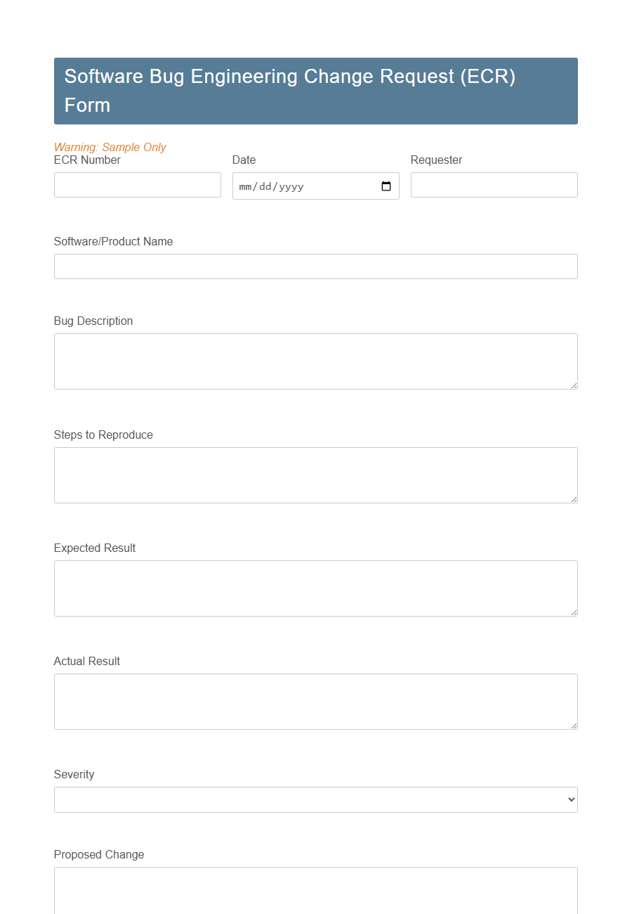 Engineering Change Request (ECR) Form PDF Samples