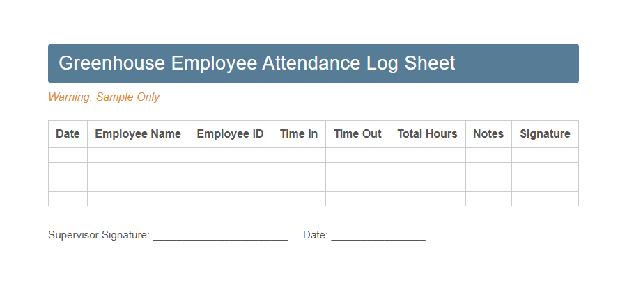 Farm Worker Attendance Sheet Form PDF Samples