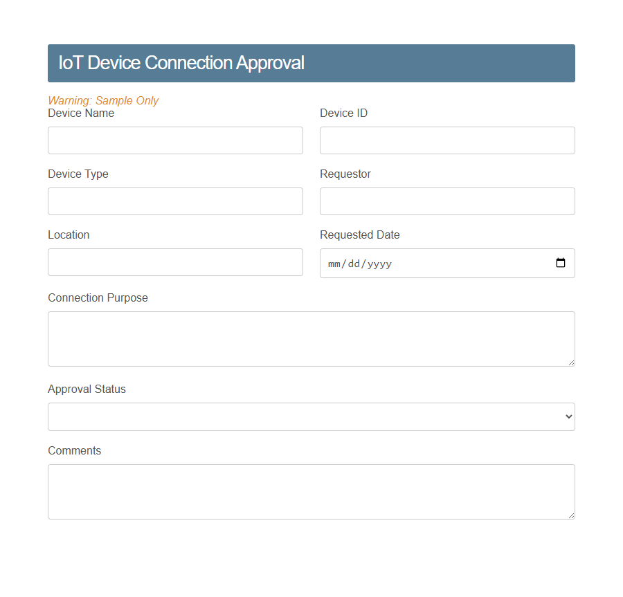 IoT Device Registration Form PDF Samples