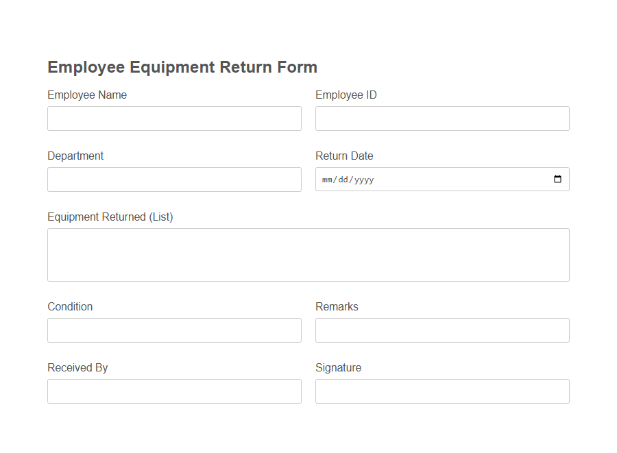 Key Receipt and Return Form Template PDF Samples