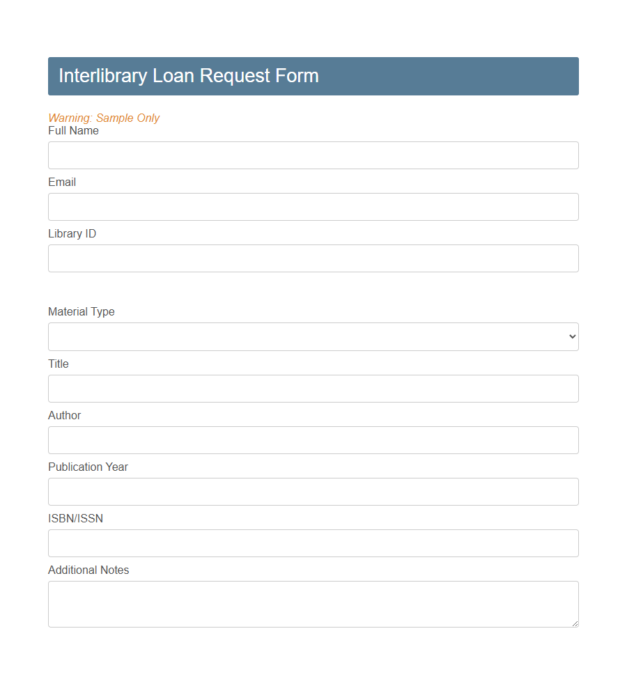 Library Book Request Form PDF Samples