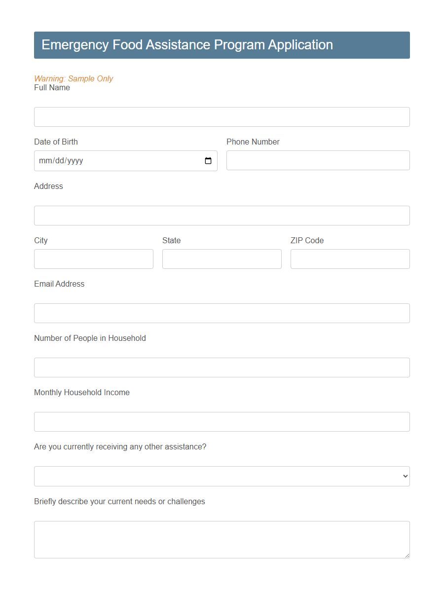 Low-Income Utility Assistance Application Form Template PDF Samples