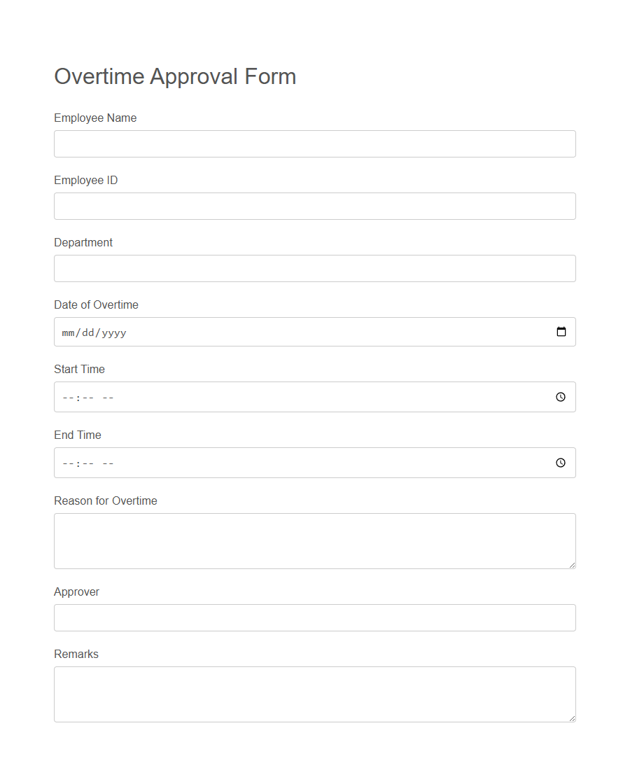 Overtime Approval Form Template PDF Samples