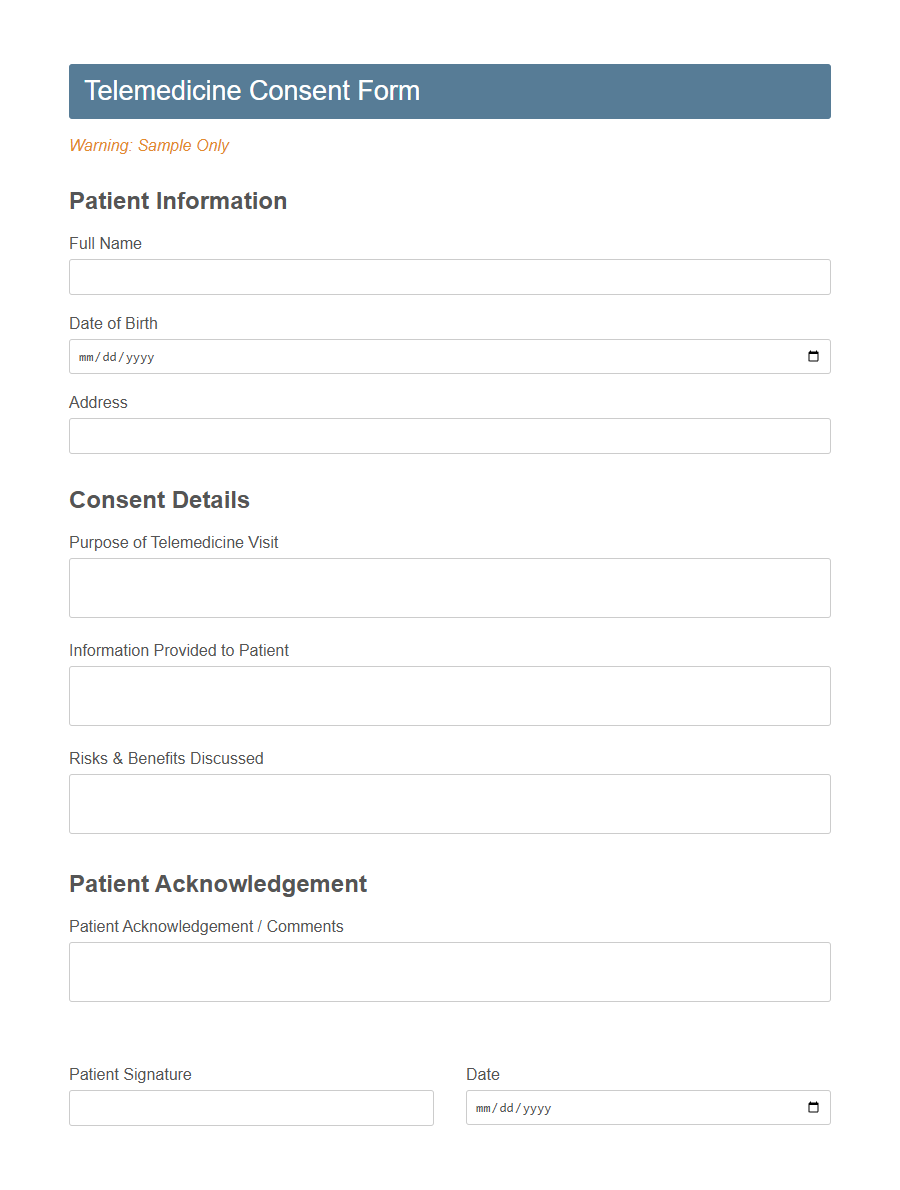 Patient Consent Form Template PDF Samples