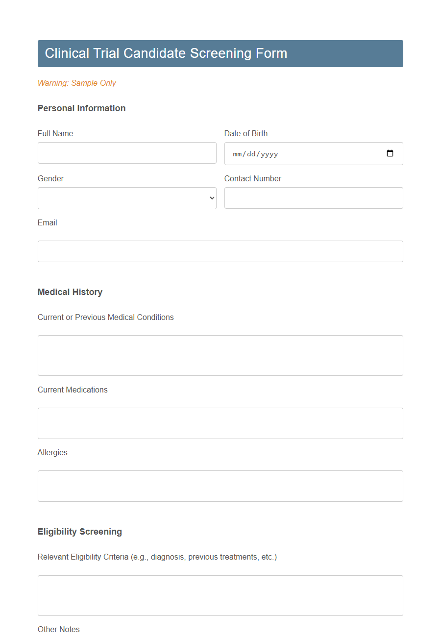 Research Participant Intake Form Template PDF Samples
