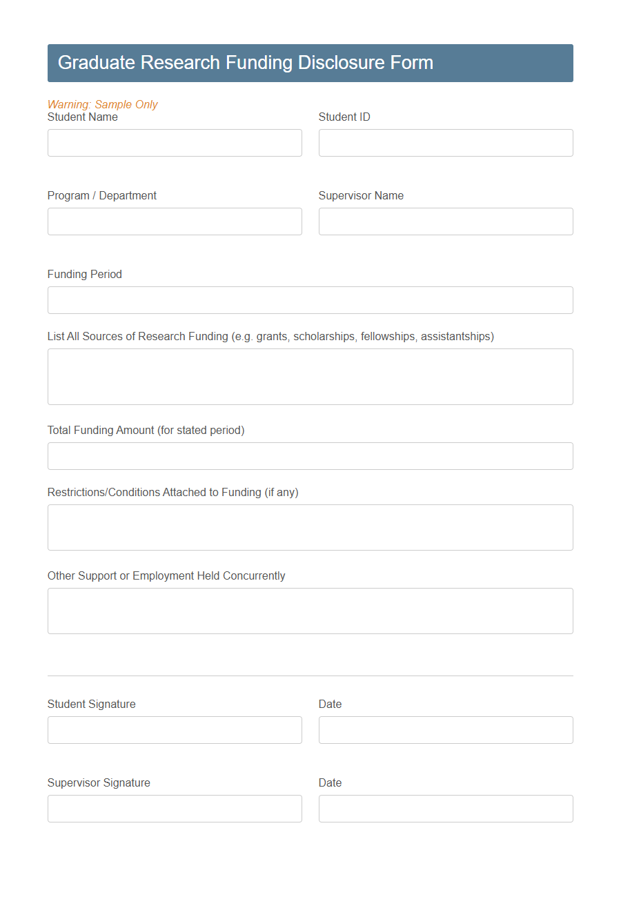 Researcher Conflict of Interest Disclosure Form Template PDF Samples