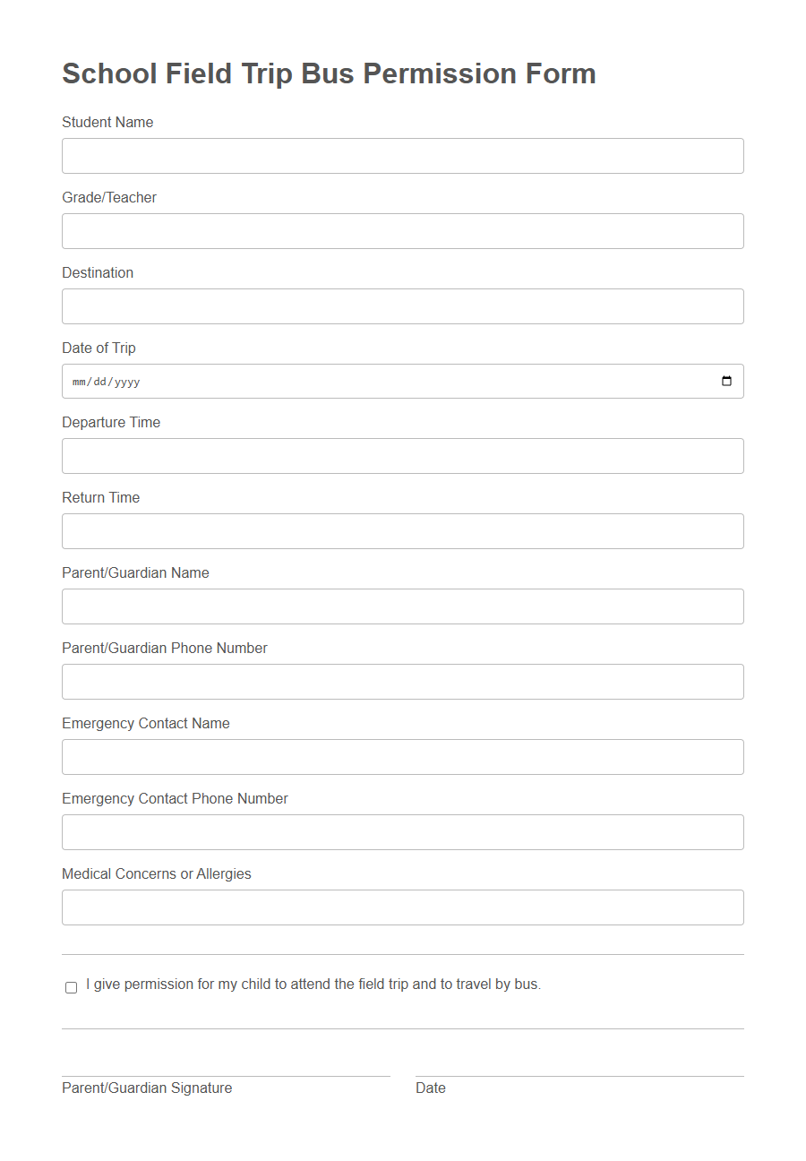 School Bus Permission Form Template PDF Samples
