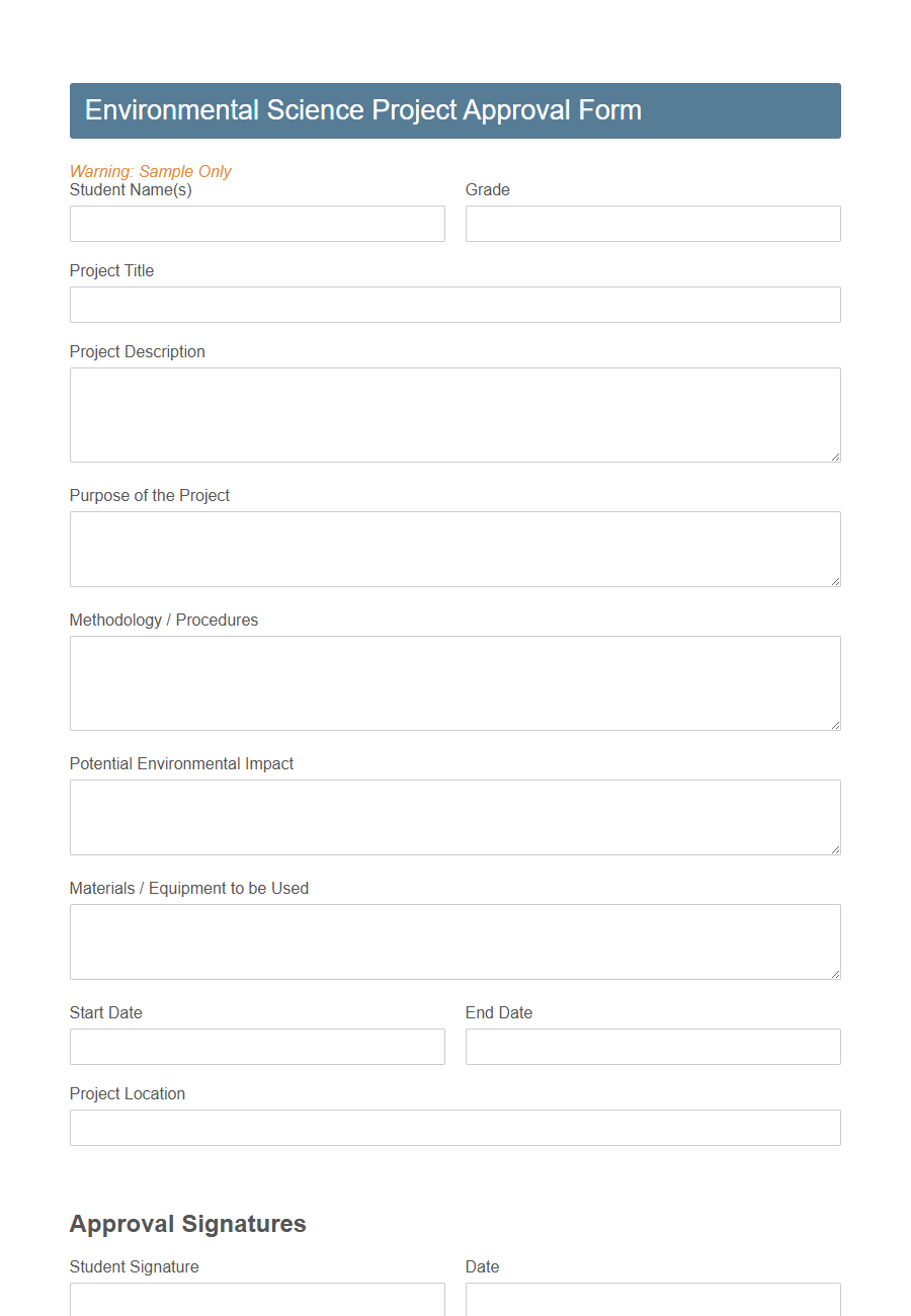 Science Project Approval Form PDF Samples