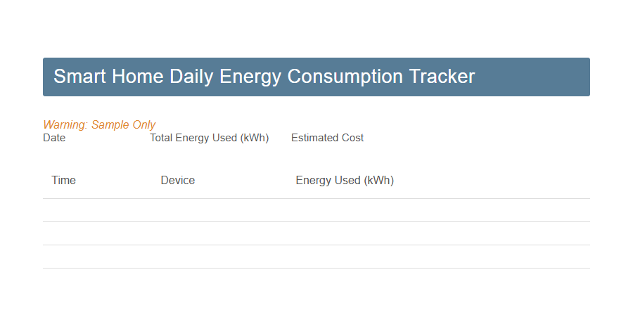 Smart Home Energy Usage Feedback Form PDF Samples