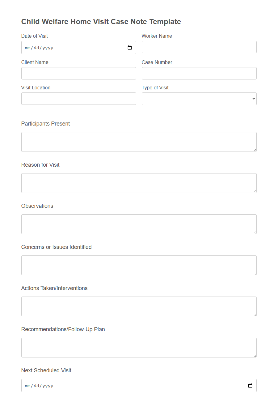 Social Service Case Note Form Template PDF Samples
