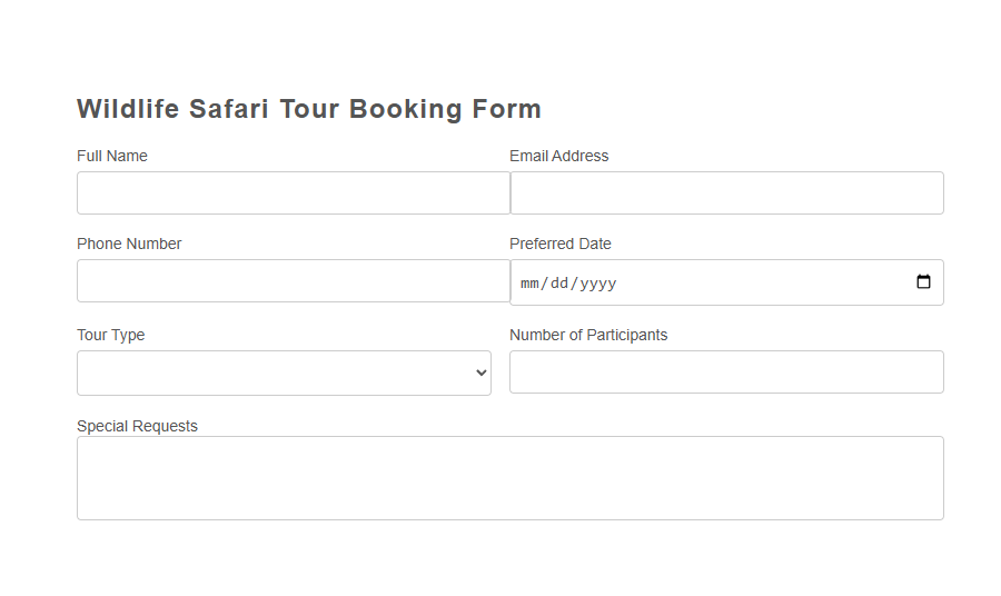 Tour Booking Form Template PDF Samples