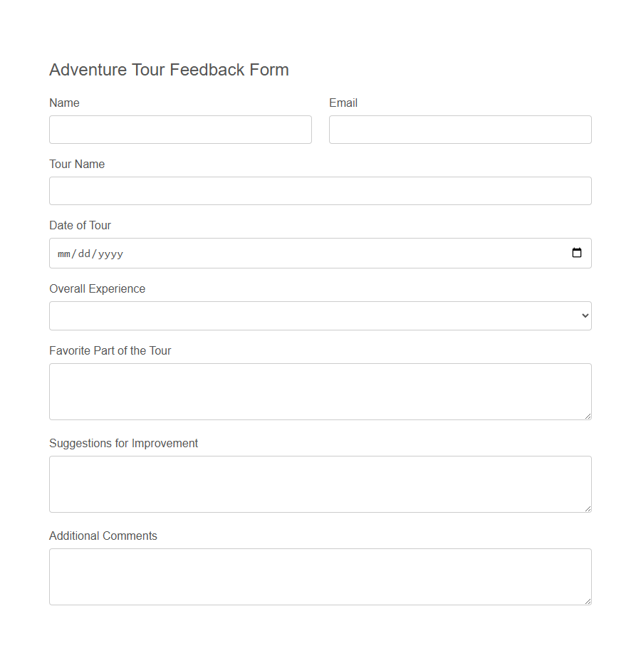 Tourist Feedback Form Template PDF Samples