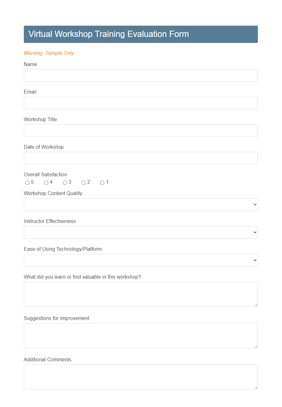 Training Evaluation Form PDF Samples