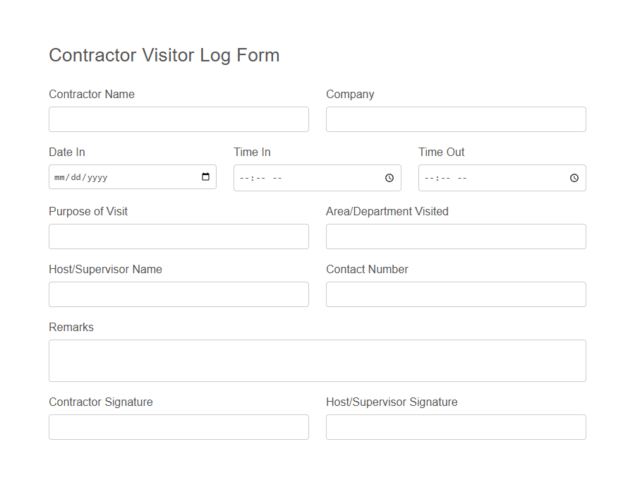 Visitor Log Form Template PDF Samples