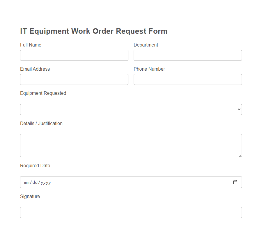 Work Order Request Form PDF Samples