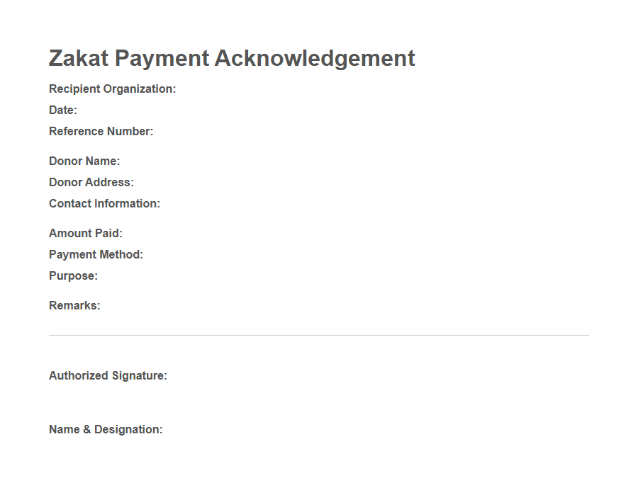 Zakat (Charitable Giving) Submission Form PDF Samples