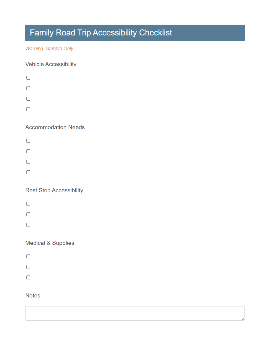 Accessible Tourism Needs Assessment Form Template PDF Samples