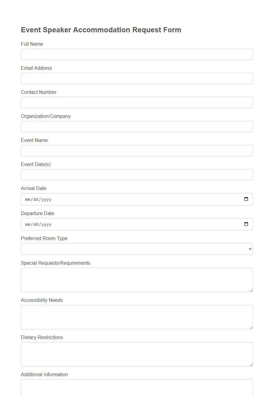 Accommodation Reservation Request Form Template PDF Samples