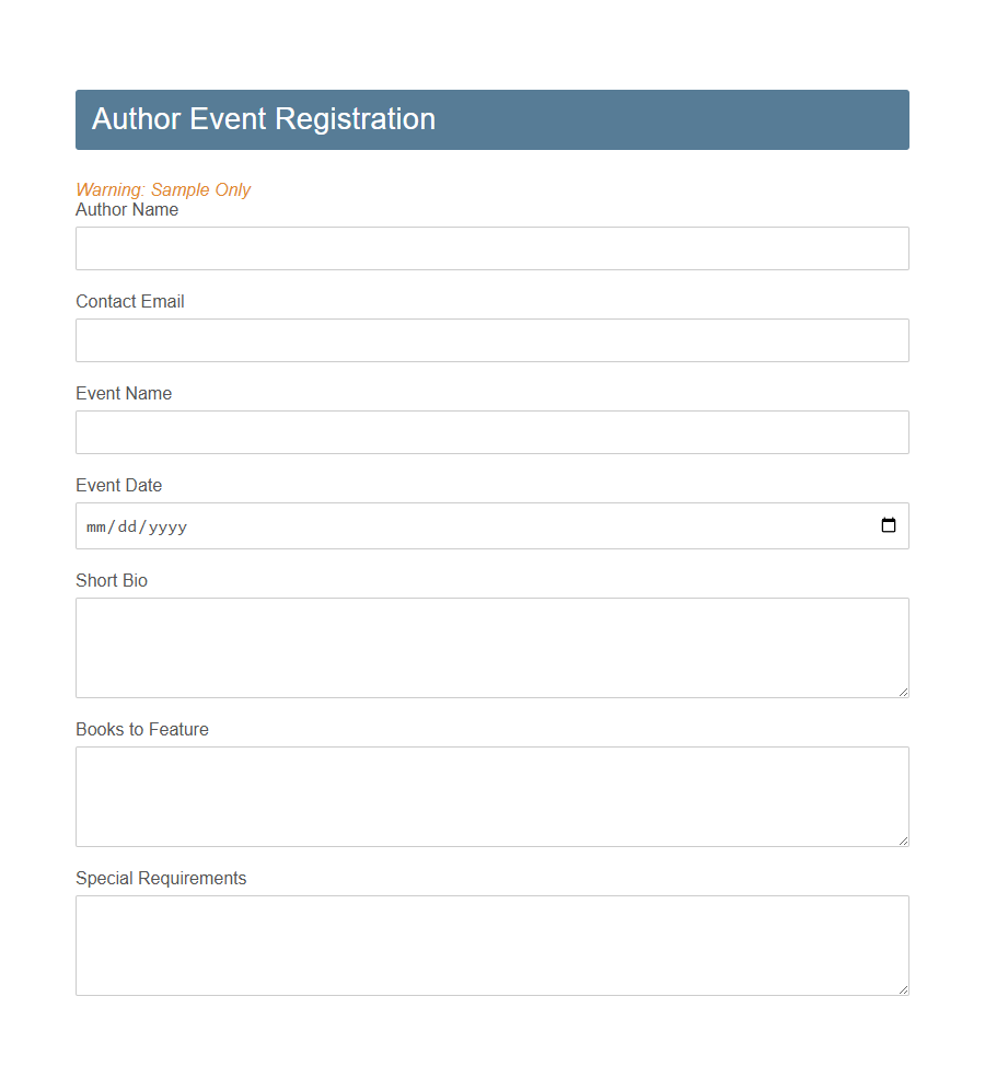 Author Event Participation Form PDF Samples
