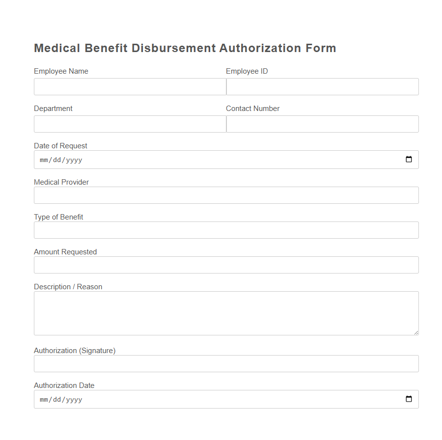 Benefit Disbursement Authorization Form PDF Samples