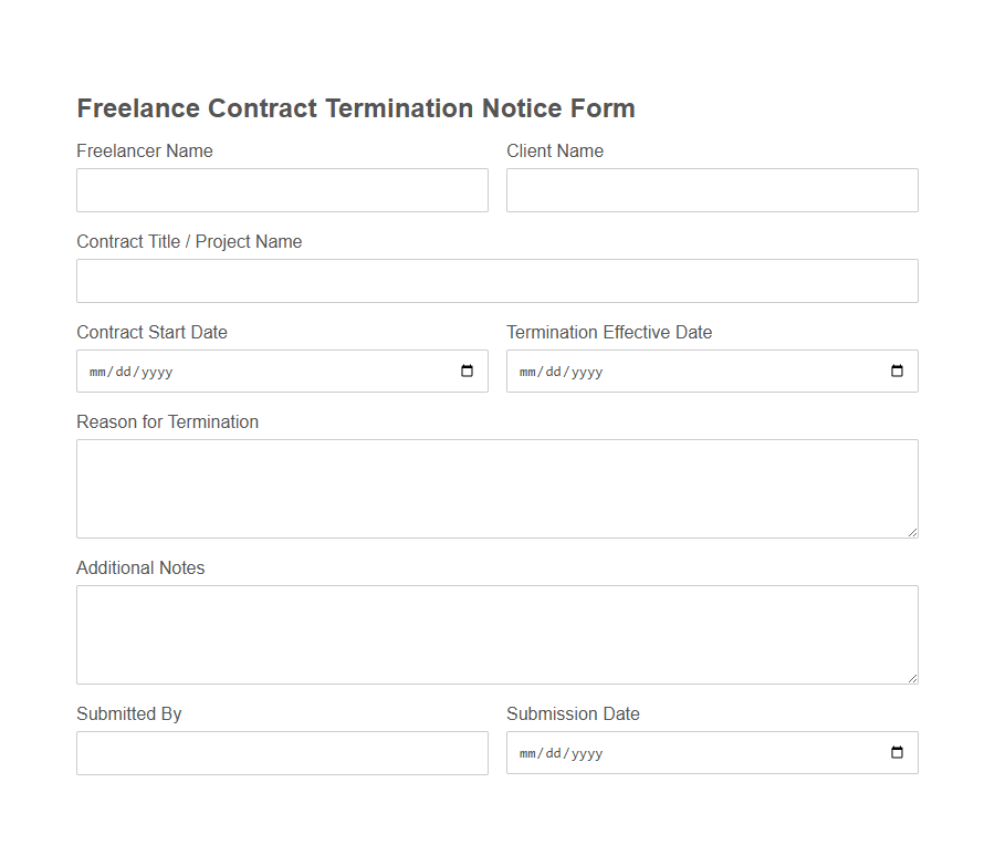 Contract Termination Notice Form PDF Samples