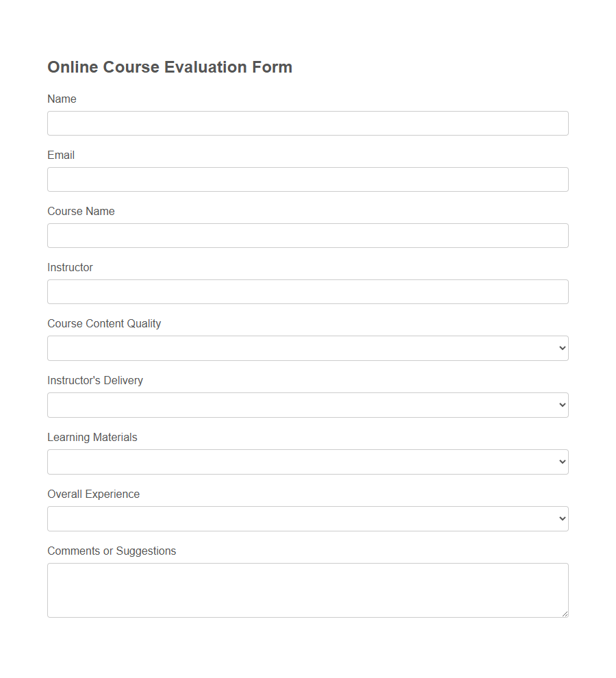 Course Evaluation Form PDF Samples
