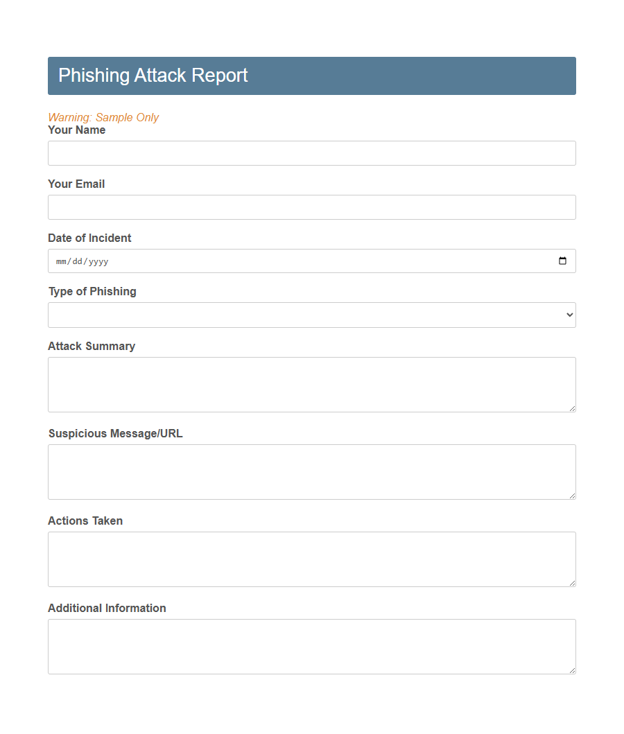 Cybersecurity Incident Form Template PDF Samples
