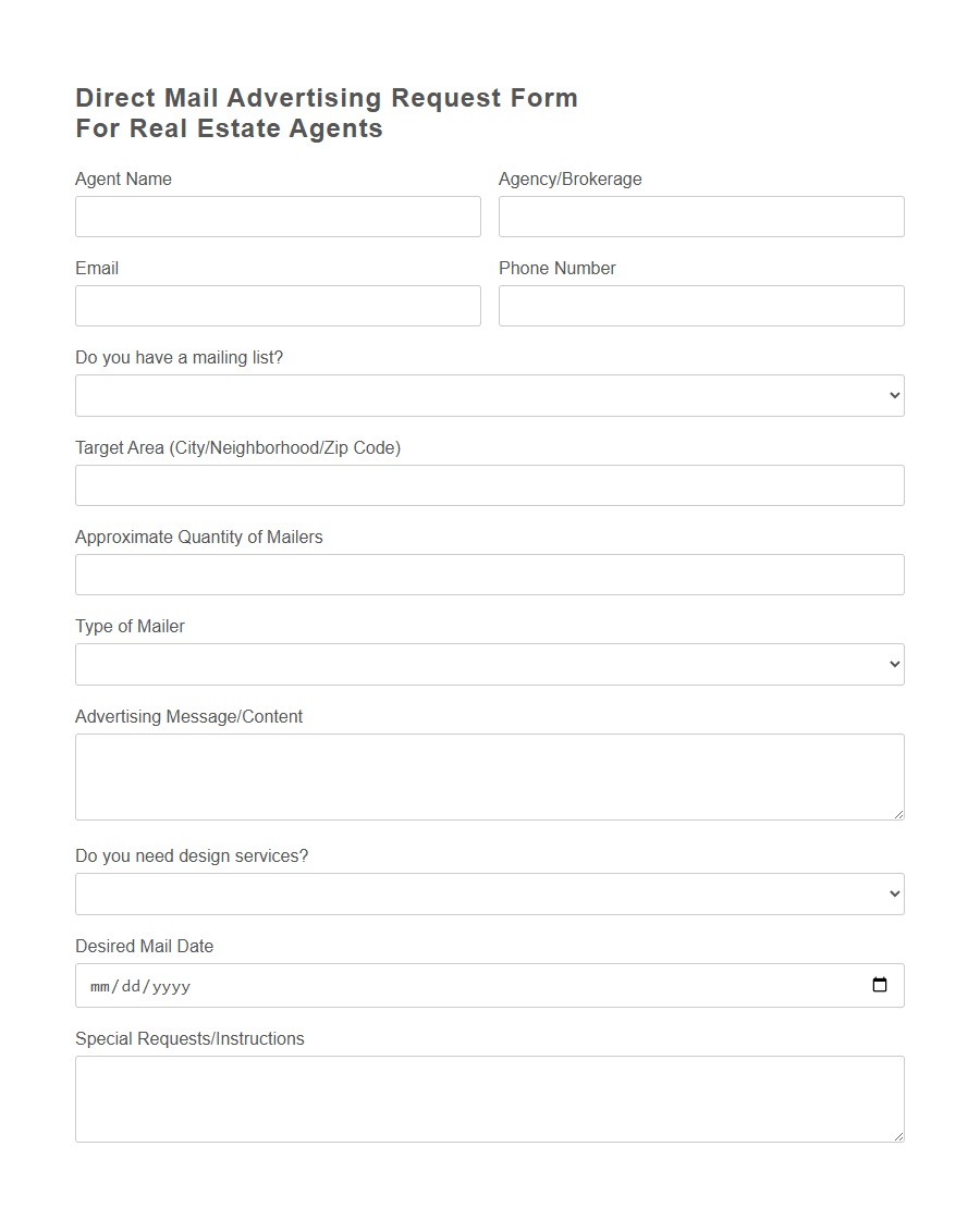 Direct Mail Advertising Request Form PDF Samples
