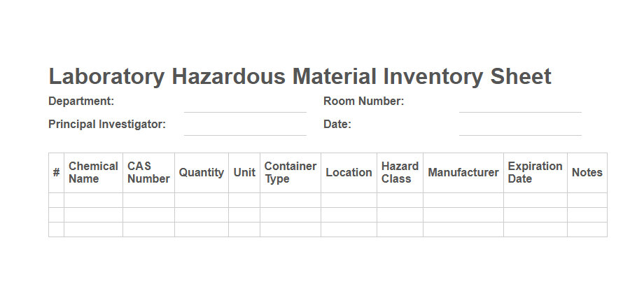Hazardous Material Inventory Form (Environmental) PDF Samples
