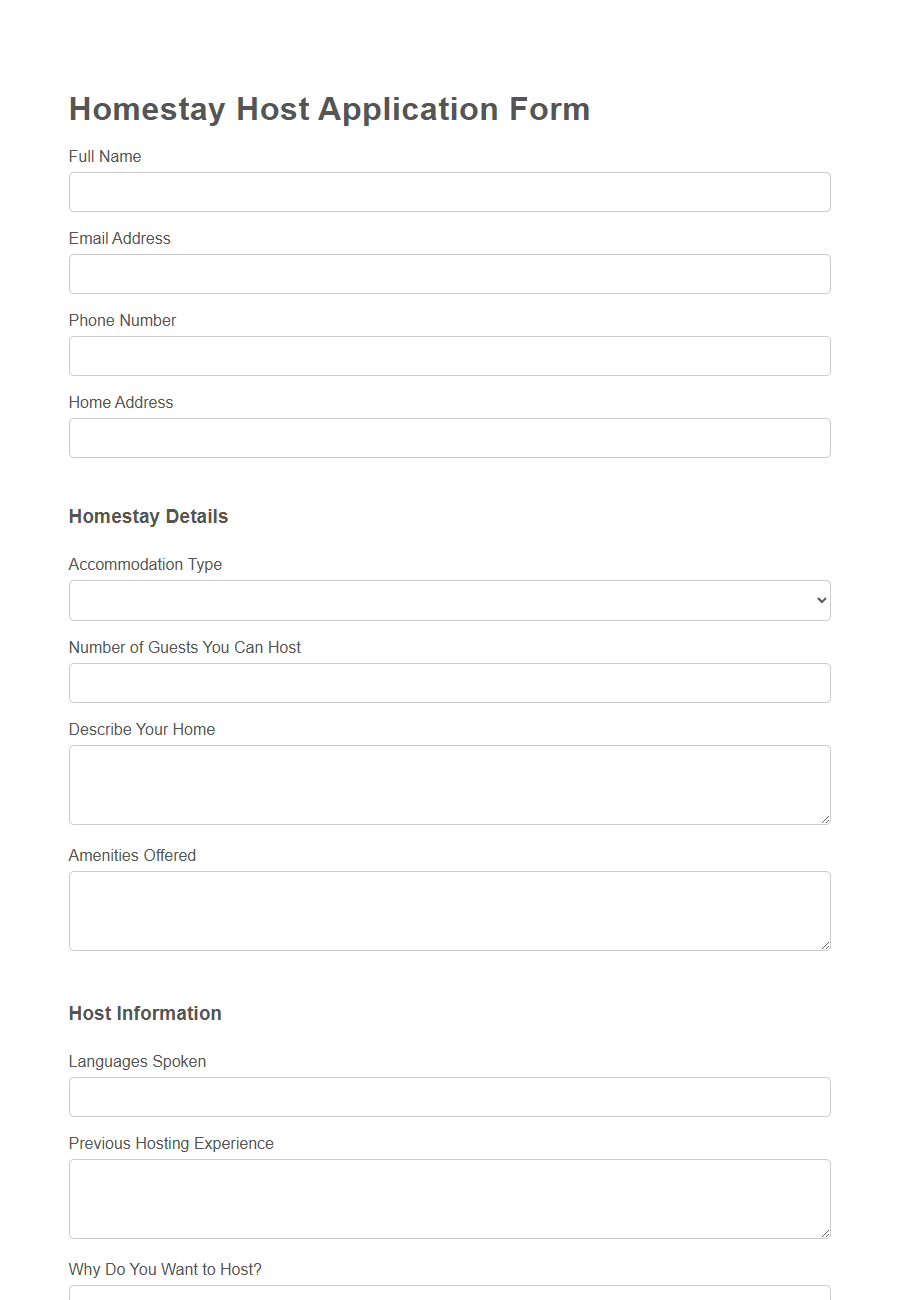 Homestay Application/Booking Form Template PDF Samples