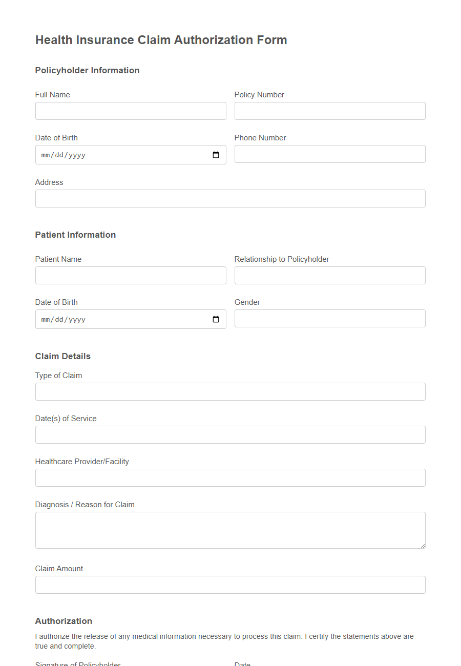 Insurance Authorization to Release Information Form Template PDF Samples