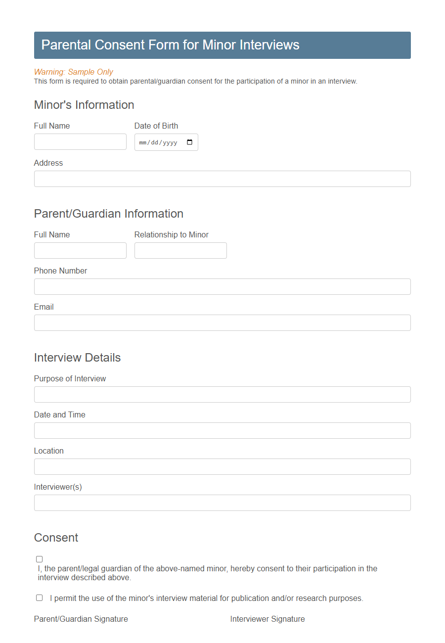 Interview Consent Form PDF Samples