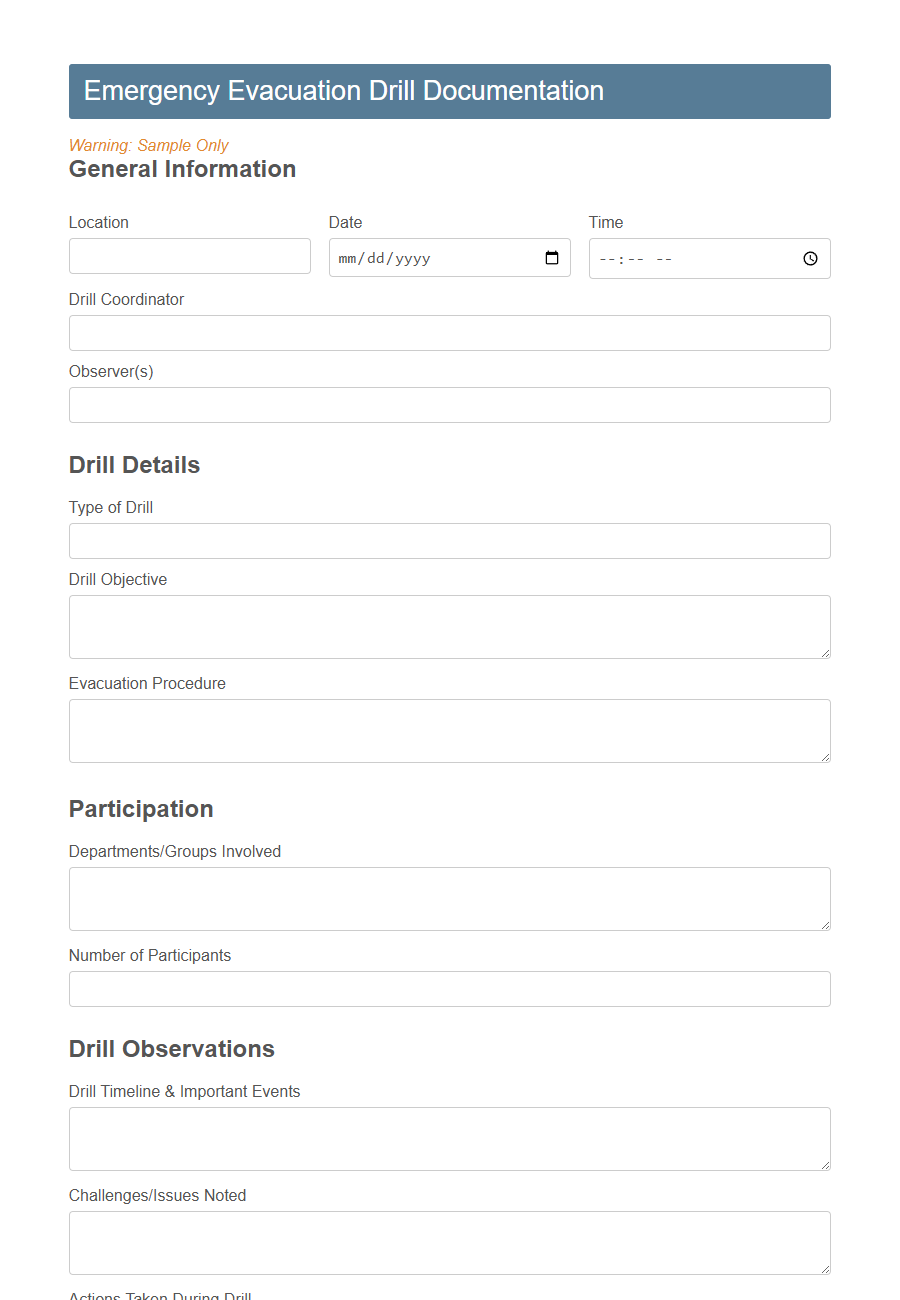 Lifeboat Drill Report Form PDF Samples
