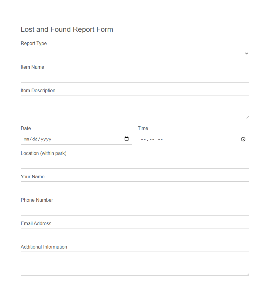 Lost and Found Report Form (Tourist Spots) Template PDF Samples
