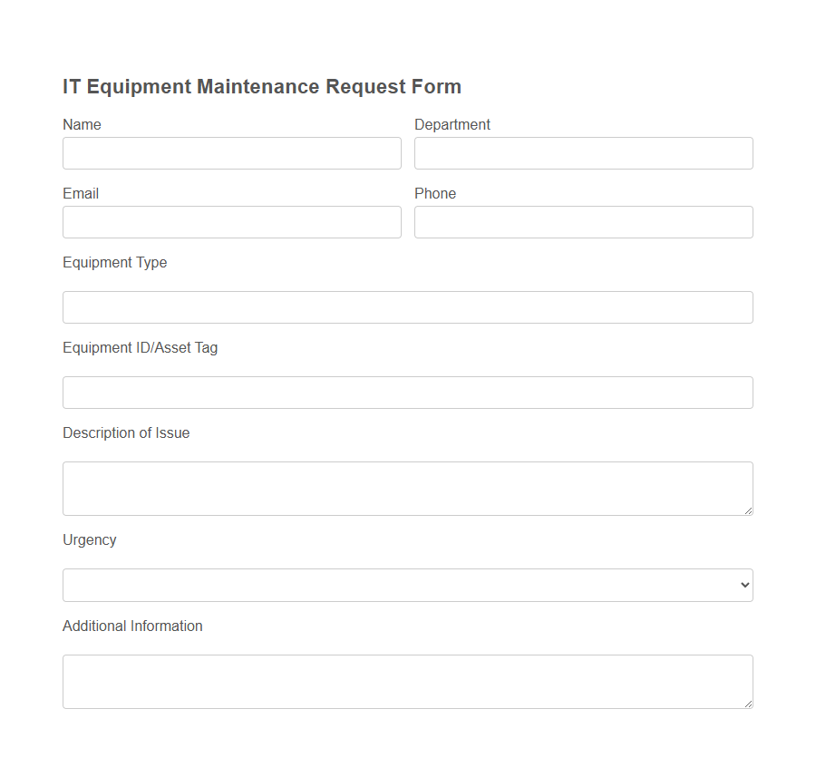 Maintenance Service Request Form Template PDF Samples