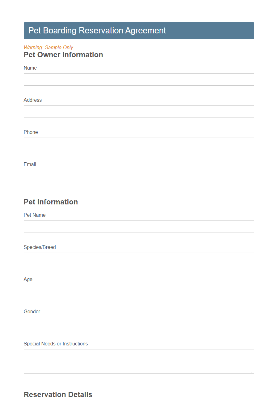 Pet Accommodation Request Form Template PDF Samples